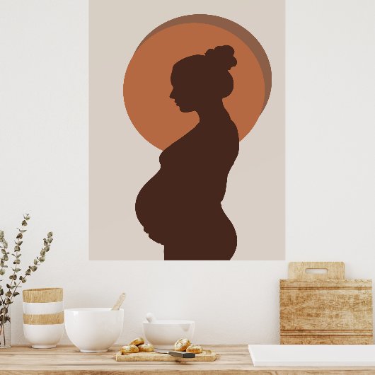 Boho Minimalistische Zwangerschapsreis Poster Deco (Keuken)