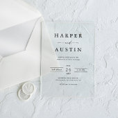 Boho minimalistische zwart-wit bruiloft acryl uitnodigingen