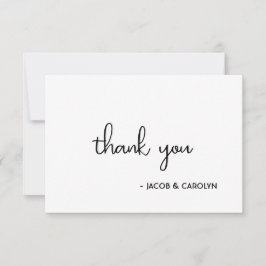 Boho Minimalistische Zwart-Wit Trouw Dankkaart Kaart