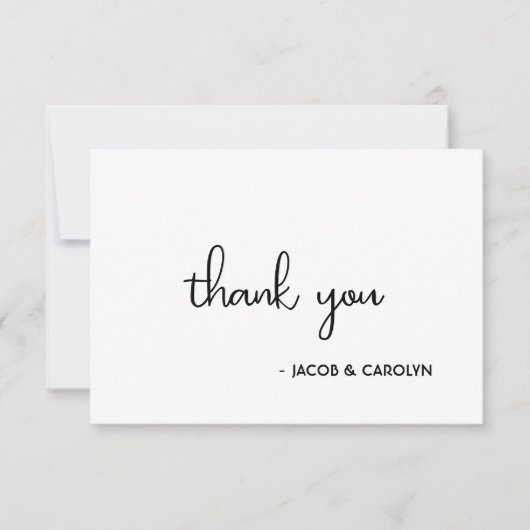 Boho Minimalistische Zwart-Wit Trouw Dankkaart Kaart (Voorkant)