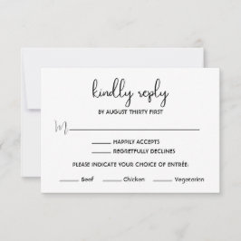 Boho Minimalistische Zwarte en Witte RSVP Kaart