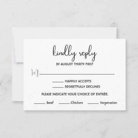 Boho Minimalistische Zwarte en Witte RSVP Kaart (Voorkant)