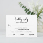 Boho Minimalistische Zwarte en Witte RSVP Kaart (Staand voorkant)