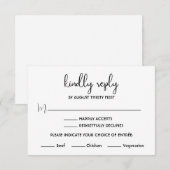 Boho Minimalistische Zwarte en Witte RSVP Kaart (Voorkant / Achterkant)