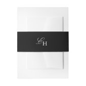Boho Minimalistische Zwarte & Witte Monogram Trouw Uitnodigingen Wikkel (Voorkant Voorbeeld)