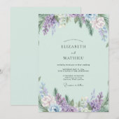 Boho Mint Amethyst Wisteria Bruiloft Kaart (Voorkant / Achterkant)