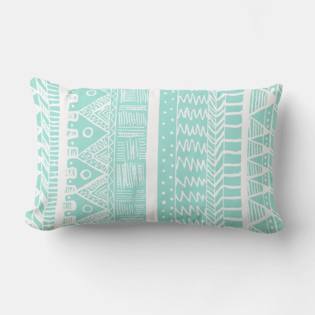 Boho Mint Aztec Kussen (Voorkant)