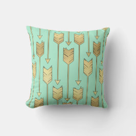 Boho Mint en Faux Gold Arrows Pattern Kussen