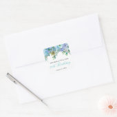 Boho Mint Floral Groen Blauw Waterverf Verjaardag Vierkante Sticker (Envelop)