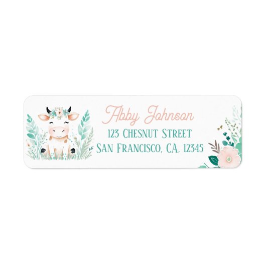Boho Mint Green Calf Retour Adreslabels Etiket (Voorkant)