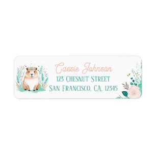 Boho Mint Green Capybara Retour Adreslabels Etiket