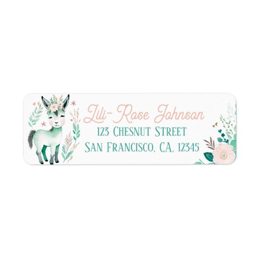 Boho Mint Green Donkey Retour Adreslabels Etiket (Voorkant)
