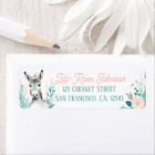Boho Mint Green Donkey Retour Adreslabels Etiket (Insitu)