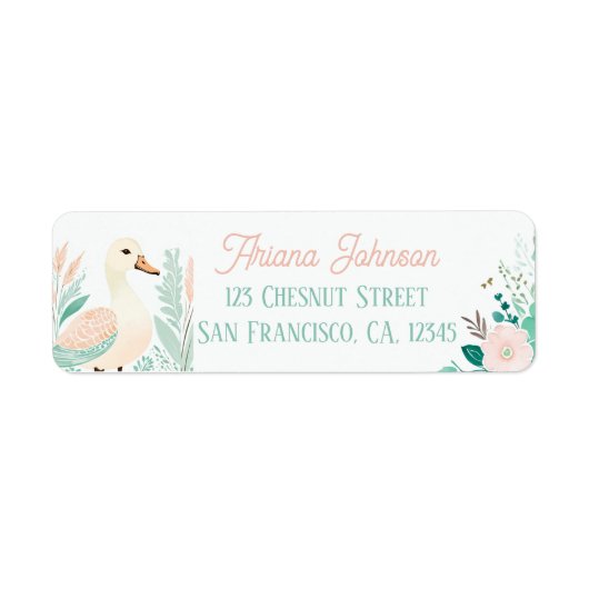 Boho Mint Green Goose Retour Adreslabels Etiket (Voorkant)