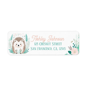 Boho Mint Green Hedgehog Retour Adreslabels Etiket