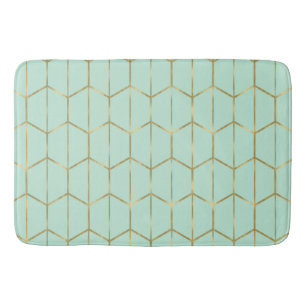 Boho Mint Green Hexagon Gold en Geometrische glam Badmat