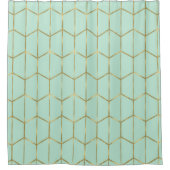 Boho Mint Green Hexagon Gold en Geometrische glam Douchegordijn (Voorkant)