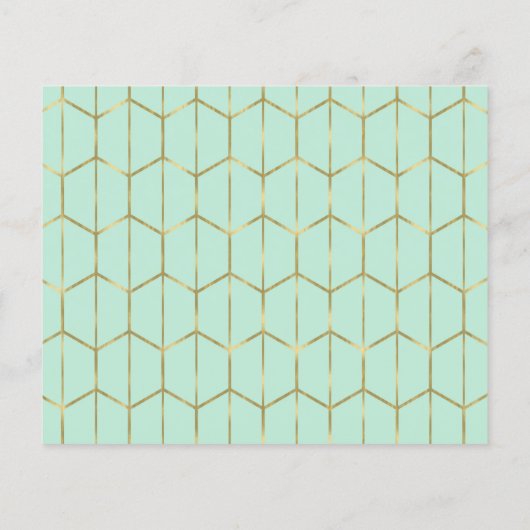 Boho Mint Green Hexagon Gold Geometric Save Date (Achterkant)