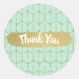 Boho Mint Green Hexagon Gold Geometric Sweet 16 Ronde Sticker