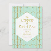 Boho Mint Green Hexagon Gold Geometrische bruiloft Kaart (Voorkant)