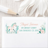 Boho Mint Green Horse Retour Adreslabels Etiket (Insitu)