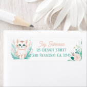 Boho Mint Green Kitten Retour Adreslabels Etiket (Insitu)