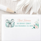 Boho Mint Green Koala Retour Adreslabels Etiket (Insitu)