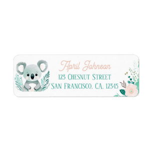 Boho Mint Green Koala Retour Adreslabels Etiket