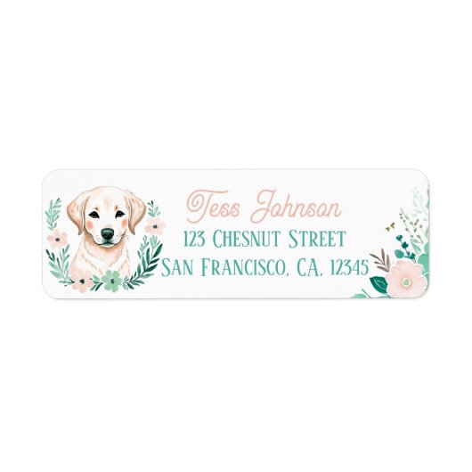 Boho Mint Green Labrador Retour Adreslabels Etiket (Voorkant)