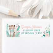 Boho Mint Green Leopard Retour Adreslabels Etiket (Insitu)