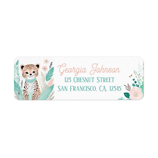 Boho Mint Green Leopard Retour Adreslabels Etiket (Voorkant)