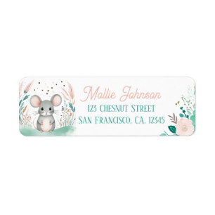 Boho Mint Green Mouse Retouradres Etiket