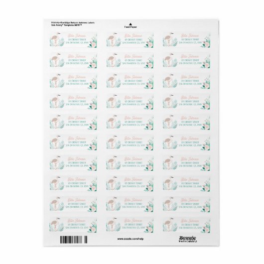 Boho Mint Green Ostrich Retouradres Labels (Full Sheet)