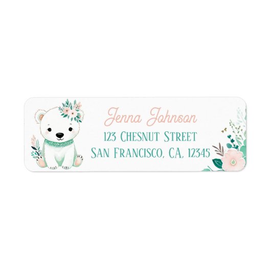 Boho Mint Green Polar Beer Retour Adreslabels Etiket (Voorkant)