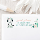 Boho Mint Green Puppy Dalmatische Terugkeer Adres Etiket (Insitu)
