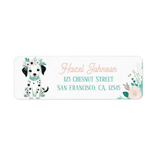 Boho Mint Green Puppy Dalmatische Terugkeer Adres Etiket