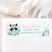 Boho Mint Green Raccoon Retour Adreslabels Etiket (Insitu)