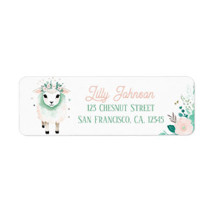 Boho Mint Groene schapen Retour Adreslabels Etiket