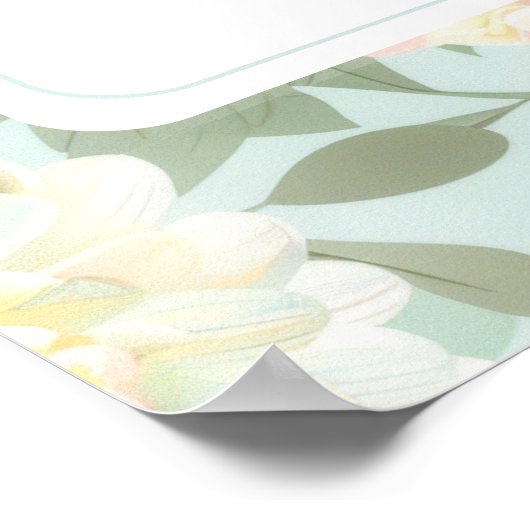 Boho Mint Pink Peony Flower Wedding Seating Chart Poster (Hoek)