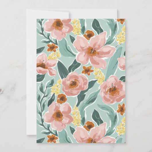 Boho Mint Sage Groen geschilderd Bloemen Vrijgezel Kaart (Achterkant)