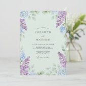 Boho Mint Violet Wisteria Bruiloft Kaart (Staand voorkant)