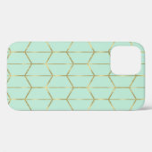 Boho Mintgroene Hexagoon Goud & Geometrische Glam Case-Mate iPhone Case (Achterkant (horizontaal))