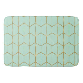 Boho Mintgroene Zeshoek Goud & Geometrische Glamou Badmat