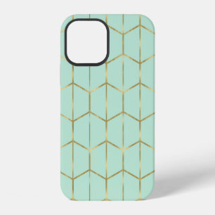 Boho Mintgroene Zeshoek Goud & Geometrische Glamou iPhone 12 Hoesje