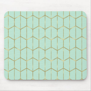 Boho Mintgroene Zeshoek Goud & Geometrische Glamou Muismat