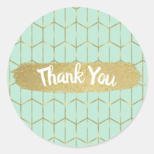 Boho Mintgroene Zeshoek Gouden Geometrische Sweet  Ronde Sticker