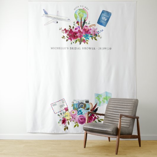 Boho Miss To Mrs Bruiloft Foto Booth Wandkleed (In situ)