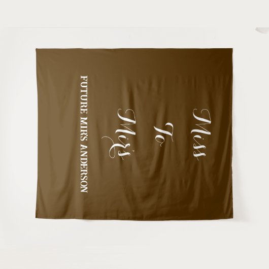 Boho "Miss to Mrs" Custom Vrijgezellenfeest Achter Wandkleed (Voorkant (horizontaal))