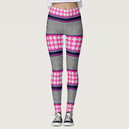 Boho Mixed Stripes Patroon Ontwerp Leggings (Voorkant)