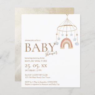  boho mobile budget baby shower uitnodiging